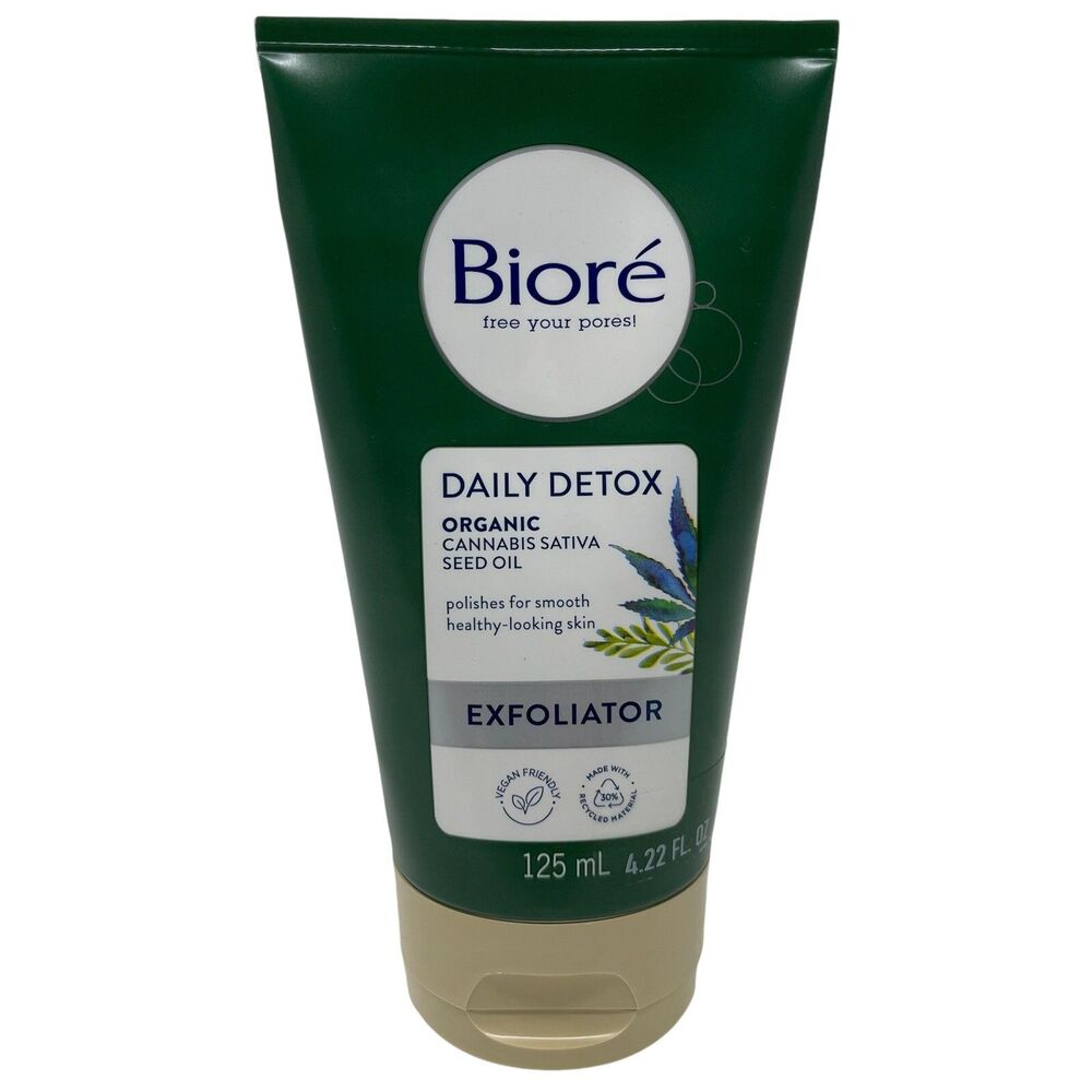 Biore Daily Detox Organic Cannabis Sativa Exfoliator Vegan 4.22 oz 125ml